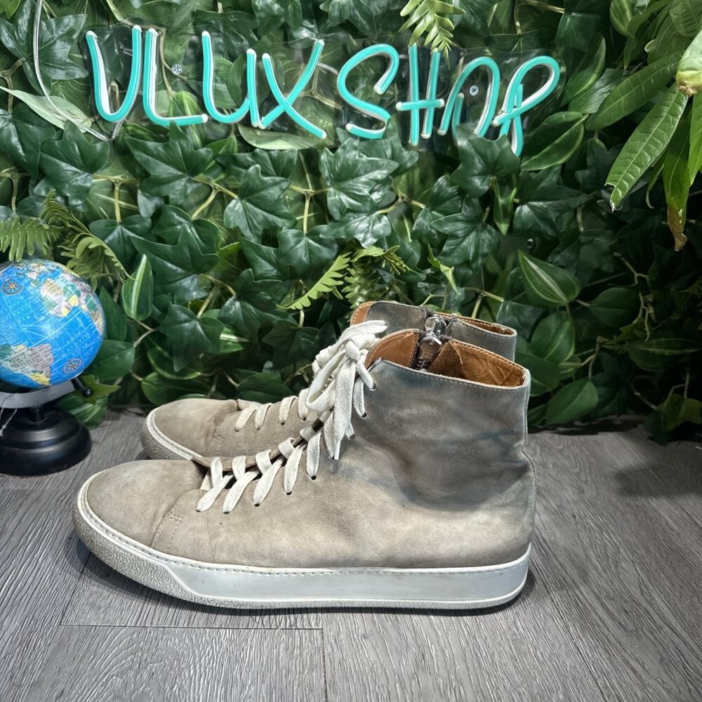 ARI Men’s High Top Suede Side Zipper Taupe Beige Size 43 Sneakers